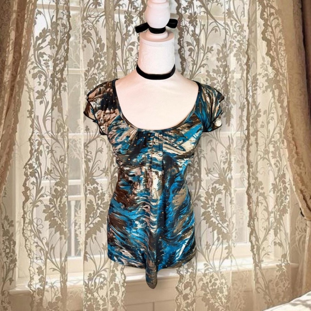 Vintage Y2K Fairycore Blue Ruffled Sleeved Top